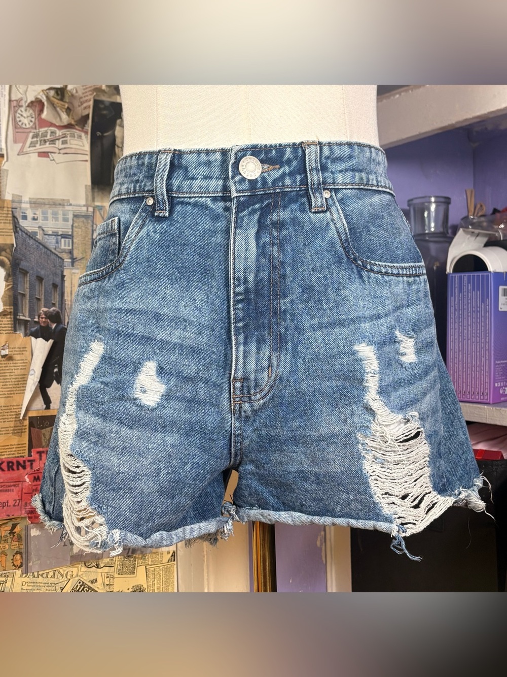 Refuge Distressed Denim Shorts